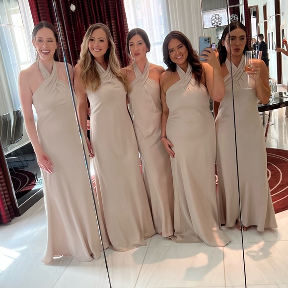 Anthropologie BHLDN Ruby Twist Halter Satin Gown - Picture 6 of 6